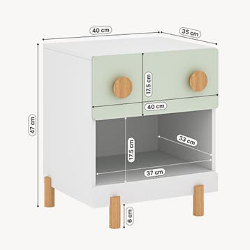 Kindernachtkastje Vaarentaa met lade en open vak 47x40x35 cm, Huis en Inrichting, Verzenden, Nieuw