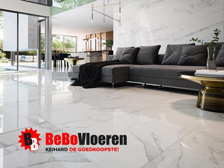 Grote partij keramisch marmer glans 60x60 cm nu 14,98 pm2, Doe-het-zelf en Verbouw, Vloerdelen en Plavuizen, 30 cm of meer, 50 tot 150 cm