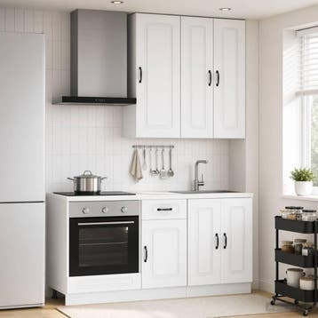 vidaXL Keukenblok KALMAR 5 st Wit Bewerkt hout, Verzenden, Nieuw, Wit