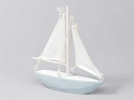 Zeilboot Hout Blauw/Wit Maritiem 14x15 cm, Hobby en Vrije tijd, Knutselen, Nieuw, Ophalen of Verzenden