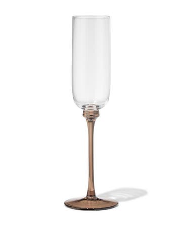 HEMA Champagneglas 140ml glas gekleurde steel, Verzamelen, Verzenden, Nieuw