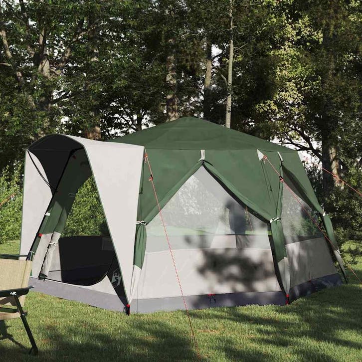 vidaXL Cabine Tent 5-Persoon met dak Groen en Wit 333 x 317, Caravans en Kamperen, Tenten, Nieuw, tot en met 2, Verzenden