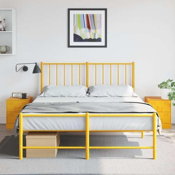 vidaXL Nachtkastjes 2 st 34,5x39x44 cm staal geel, Minder dan 45 cm, Nieuw, Minder dan 55 cm, Verzenden