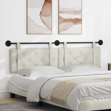 vidaXL Hangend hoofdbord Crème Fluweel, Verzenden, Nieuw, Crème, Stof