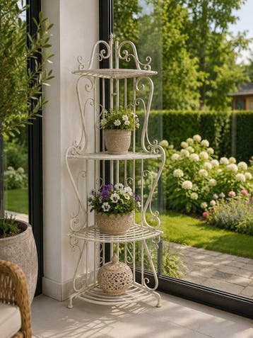 Snijwerk, hoek etagere metaal ecru - 157 cm - Metaal - 2026