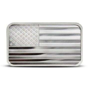 5 Troy Ounce - Zilver .999 - 5 oz SilverTowne US Flag 999, Postzegels en Munten, Edelmetalen en Baren