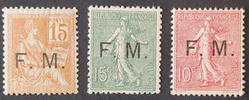 Frankrijk 1901/1907 - Militaire frankering, selectie van 3, Gestempeld
