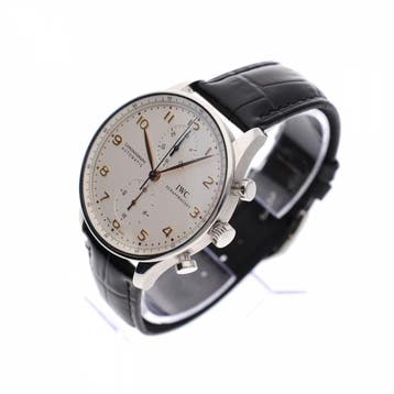 IWC Portuguese Chronograph Ivory IW371401; Automatisch..., Sieraden, Tassen en Uiterlijk, Ophalen of Verzenden, Zo goed als nieuw