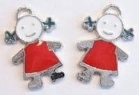 2 x  metalen hanger meisje met rood/witte epoxy 22 mm, Ophalen of Verzenden, Nieuw, Bedel