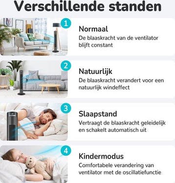 2dekans | Bloomfold Toren Ventilator - 38 inches - Zwart -, Ophalen of Verzenden, Zo goed als nieuw