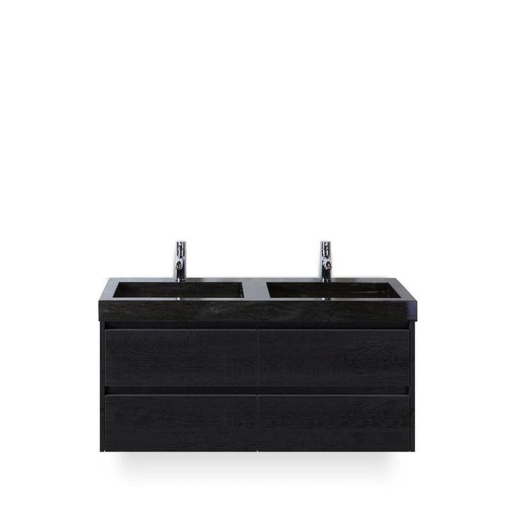 Dante Badmeubelset 120 cm - Black Oak - Wastafel Hardsteen, Huis en Inrichting, Badkamer | Badkamermeubels, Ophalen of Verzenden