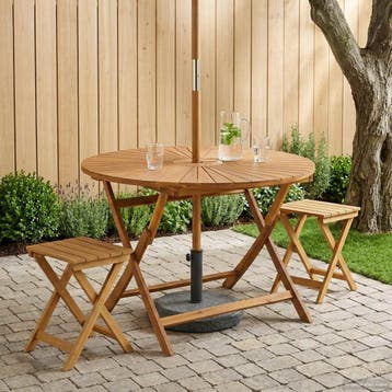 vidaXL Vouw Tuin Tafel Naturel Ø110 x 75 cm Massief, Verzenden, Nieuw