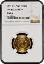 IJsland. 500 Kronur 1961 Jon Sigurdsson MS 65