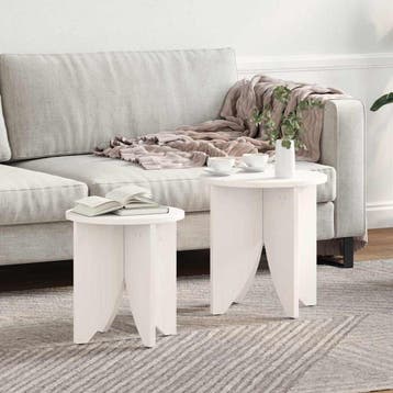 vidaXL Salontafel 2 st Wit 41,5 x 41,5 x 44 cm, Minder dan 50 cm, Verzenden, Rond, Nieuw