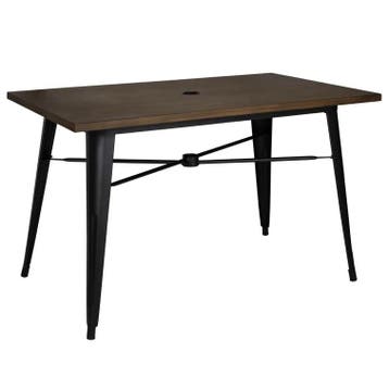 Tafel | Aluminium | Houtlook | In-/Outdoor | Parasolgat |, Verzenden, Nieuw in verpakking