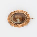 Broche - 14 karaat Geel goud - Rouw sieraad, Sieraden, Tassen en Uiterlijk, Antieke sieraden