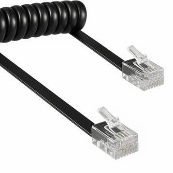 Telefoonhoorn Kabel RJ10 4-aderig Spiraal - Zwart (Nieuw), Verzenden, Nieuw