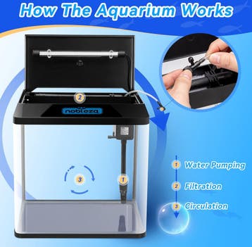 Aquarium Kit - 38.5x24x39 cm - 30L - Zwart - Nobleza •, Dieren en Toebehoren, Vissen | Aquaria en Toebehoren, Verzenden, Zo goed als nieuw