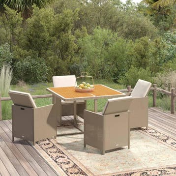 vidaXL 5-delige Tuinset met kussens poly rattan beige, Verzenden, Nieuw, Tuinset