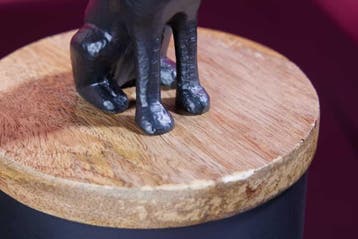 Design Tin PANTHER 20cm Zwart Natuurlijk Mango Hout Panter, Ophalen of Verzenden, Nieuw