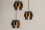 Rietveld Hanglampen - Goud - Glas, Metaal, Huis en Inrichting, Lampen | Hanglampen, Verzenden, Nieuw