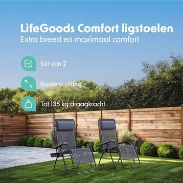 2dekans | LifeGoods Opvouwbare Tuinstoelen - 2 Stuks -, Ophalen of Verzenden, Zo goed als nieuw