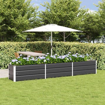 vidaXL Plantenbak Antraciet 290 x 50 x 45 cm Gegalvaniseerd, Verzenden, Minder dan 60 cm, Nieuw, Metaal