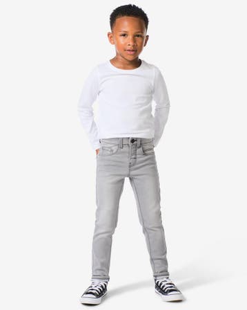 HEMA Kinder broek jogdenim skinny fit grijs, Verzenden, Nieuw
