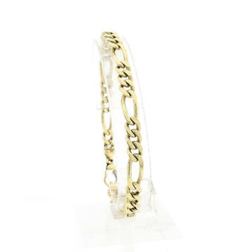 Gouden Figaro schakelarmband | 22,5 cm, Sieraden, Tassen en Uiterlijk, Armbanden, Ophalen of Verzenden, Gebruikt, Goud, Goud