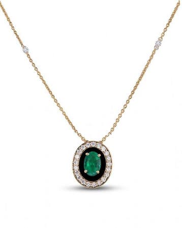 Halsketting - 14 karaat Geel goud - 1.06ct. tw. Smaragd -, Nieuw