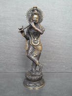 Heer Krishna die de fluit bespeelt, 26 cm - Messing - India, Antiek en Kunst