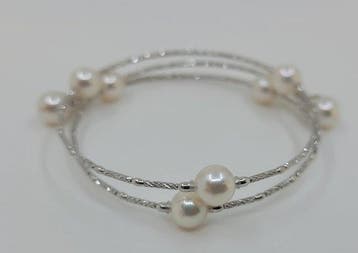 Armband - 18 karaat Witgoud - 6×6,5 mm Akoya parels, Nieuw