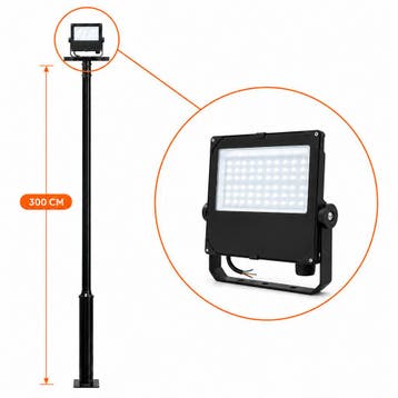 Lichtmast incl. industriële bouwlamp / verstraler | 300CM, Staande lamp, Nieuw, Ophalen of Verzenden, Netvoeding