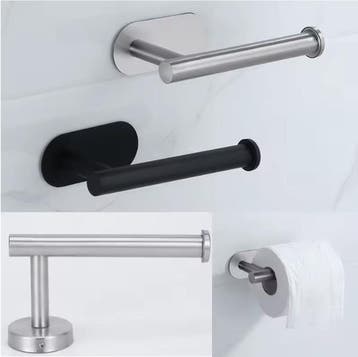 Zelfklevende Toilet- en Keukenrolhouder Zwart Zonder Boren, Verzenden, Nieuw