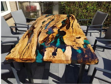 boomstamtafel | epoxy | tafelblad | salontafel |wastafelblad, Ophalen of Verzenden, 200 cm of meer, 75 cm of meer, Overige vormen