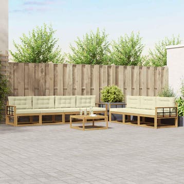 vidaXL Buiten bankenset 7 st Wit en crèmekleurig, Verzenden, Nieuw