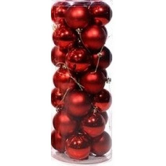 Rode kerstballen 28 stuks 6 cm - Kerstbal plastic 6 cm, Diversen, Kerst, Ophalen of Verzenden