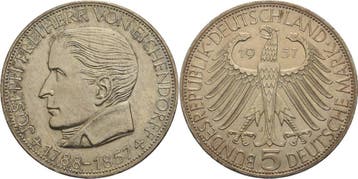 5 Dm 1957 Gedenkmunten, Verzenden
