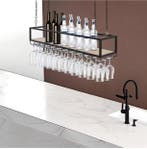 Zwart Plafond Wijnrek met Glashouder – Hangend Wijnrek 110 c, Huis en Inrichting, Woonaccessoires | Wijnrekken, Verzenden, Nieuw