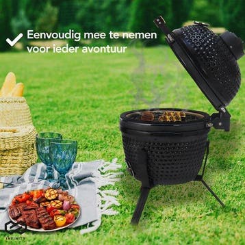2dekans | Infinity Goods Kamado BBQ Egg - 13 Inch -, Ophalen of Verzenden, Zo goed als nieuw, Infinity Goods
