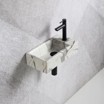 Fonteinset Mia 40.5x20x10.5cm marmerlook wit geaderd grijs, Verzenden, Nieuw