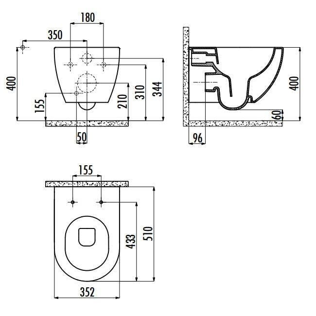 Wandcloset Creavit met Bidet Wit Keramiek (Excl. Zitting), Doe-het-zelf en Verbouw, Sanitair, Ophalen of Verzenden