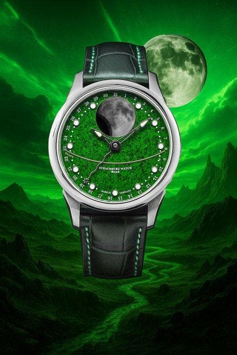 Schaumburg Watch - Perpetual MooN - Green Aventurine - Heren, Sieraden, Tassen en Uiterlijk, Horloges | Heren