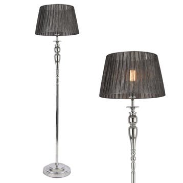 Vloerlamp staande lamp Lingen 151 cm chroom en grijs E27, Verzenden, Nieuw