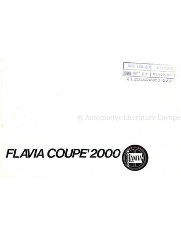 1969 LANCIA FLAVIA COUPÉ 2000 BROCHURE, Nieuw, Author