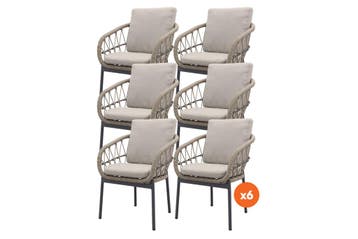 VDG Set van 6 - Julia dining tuinstoel - Antraciet, Tuin en Terras, Verzenden, Nieuw, Overige materialen