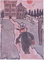 Dagbladen als modderbaden op spotprent (lijst optie), Verzenden