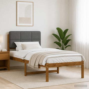 vidaXL Bedframe met gestoffeerd hoofdbord Naturel en, Huis en Inrichting, Verzenden, Nieuw, Hout