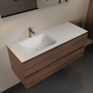 MONDIAZ AIVY 120cm badmeubel Mocha, wastafel Talc solid, Ophalen of Verzenden, Nieuw, Bad