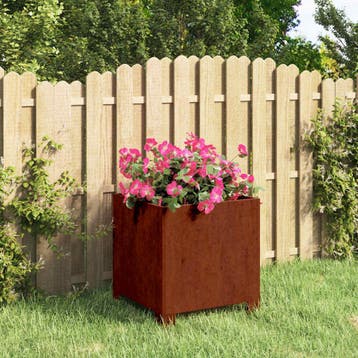 vidaXL Plantenbak met poten roestig 30x30x30 cm cortenstaal, Verzenden, Minder dan 60 cm, Nieuw, Metaal
